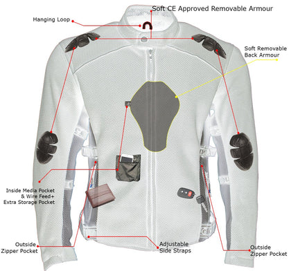 Xelement CF505 Black Advanced Tri-Tex Mesh Motorcycle Jacket For Men with X Armor Protection - Premium Lightweight Breathable Textile Biker Coat