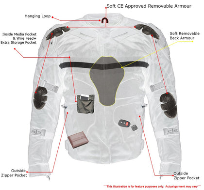 Xelement CF751 Black Tri-Tex Mesh Motorcycle Sport Jacket For Men with X Armor Protection - Premium Lightweight Breathable Textile Biker Coat