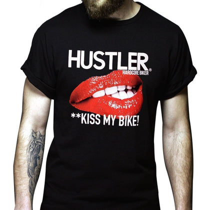 Men's Officially Licensed Hustler HST-530 'Kiss My Bike' Black T-Shirt