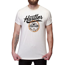 Men's Officially Licensed Hustler HST-540 'Born to Ride Freedom' White T-Shirt
