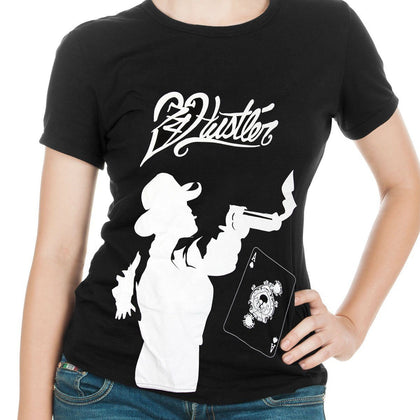 Ladies Officially Licensed Hustler HST-730 'Hustler Gambler' Black Tee