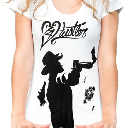 Ladies Officially Licensed Hustler HST-730 'Hustler Gambler' White Tee