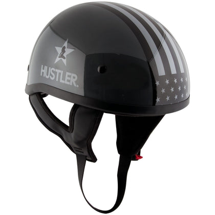 Outlaw Helmets HT1 Hustler Glossy Gray Freedom is Not Free Motorcycle Half Helmet for Men & Women DOT Approved - Adult Unisex Skull Cap for Bike ATV UTV Chopper Cruiser Skateboard