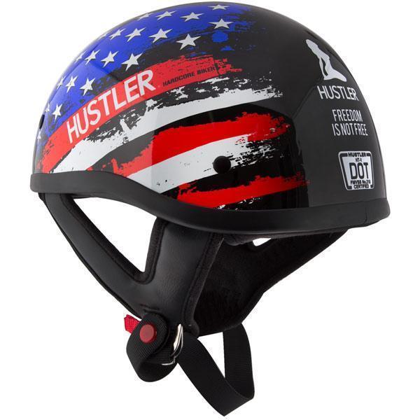 Outlaw Helmets HT1 Hustler Glossy Black & Color US Flag Motorcycle Half Helmet For Men & Women DOT Approved Outlaw Helmets HT1 Hustler Glossy Black & Color US Flag Motorcycle Half Helmet For Men & Women DOT Approved