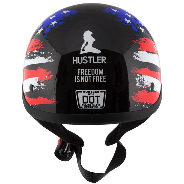 Outlaw Helmets HT1 Hustler Glossy Black & Color US Flag Motorcycle Half Helmet for Men & Women DOT Approved Outlaw Helmets HT1 Hustler Glossy Black & Color US Flag Motorcycle Half Helmet for Men & Women DOT Approved