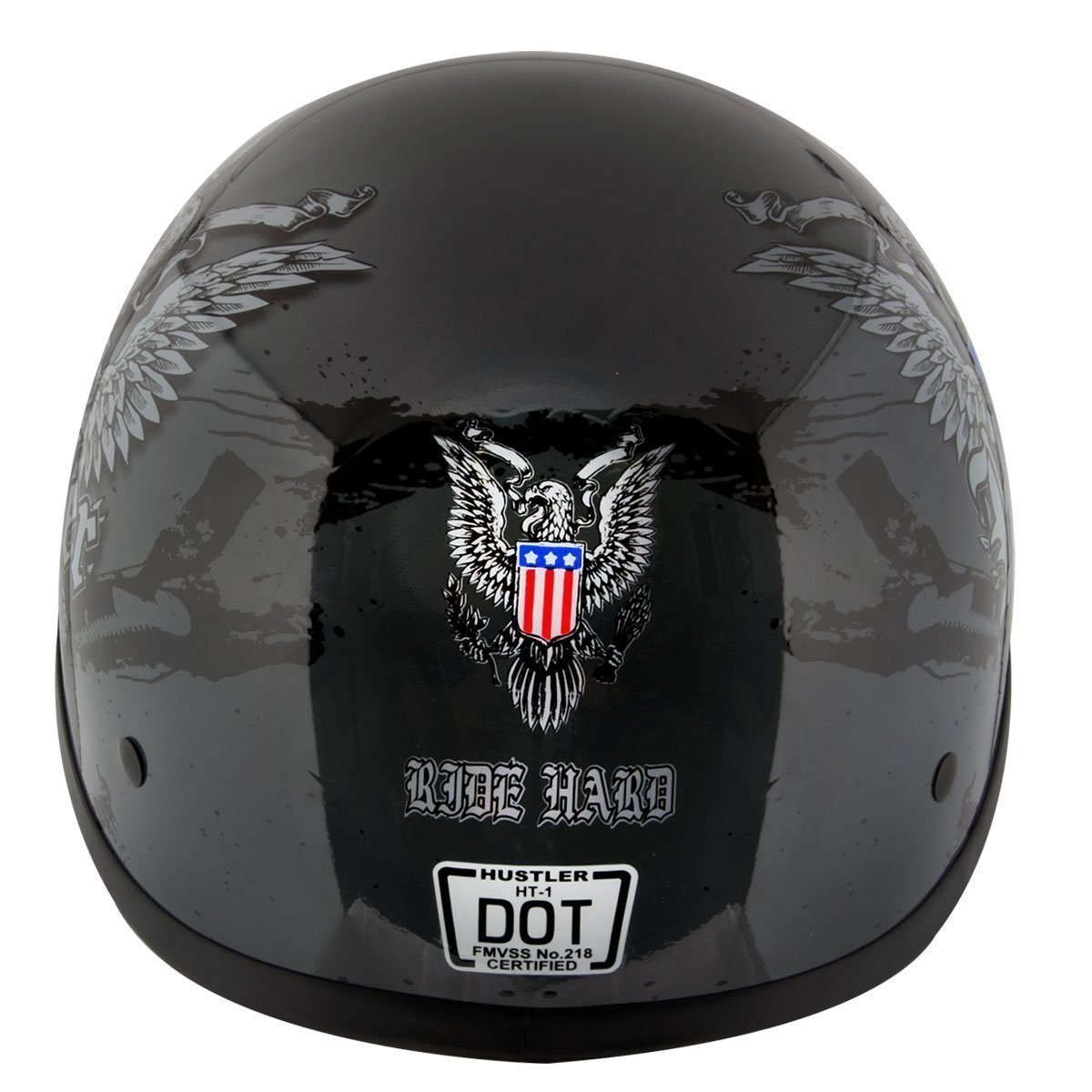 Outlaw Helmets HT1 Hustler Glossy Gray Ride Hard Half Helmet DOT Approved Motorcycle Half Helmet for Men & Women Outlaw Helmets HT1 Hustler Glossy Gray Ride Hard Half Helmet DOT Approved Motorcycle Half Helmet for Men & Women