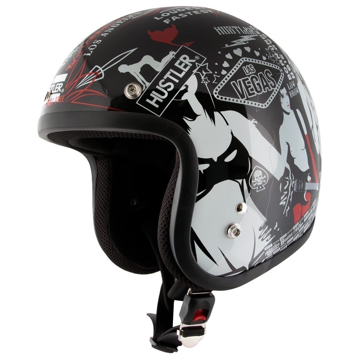 cheap motorcycle helmets las vegas Outlaw Helmets HT50 Hustler Glossy Black Vegas Motorcycle Open Face Helmet for Men & Women DOT Approved
