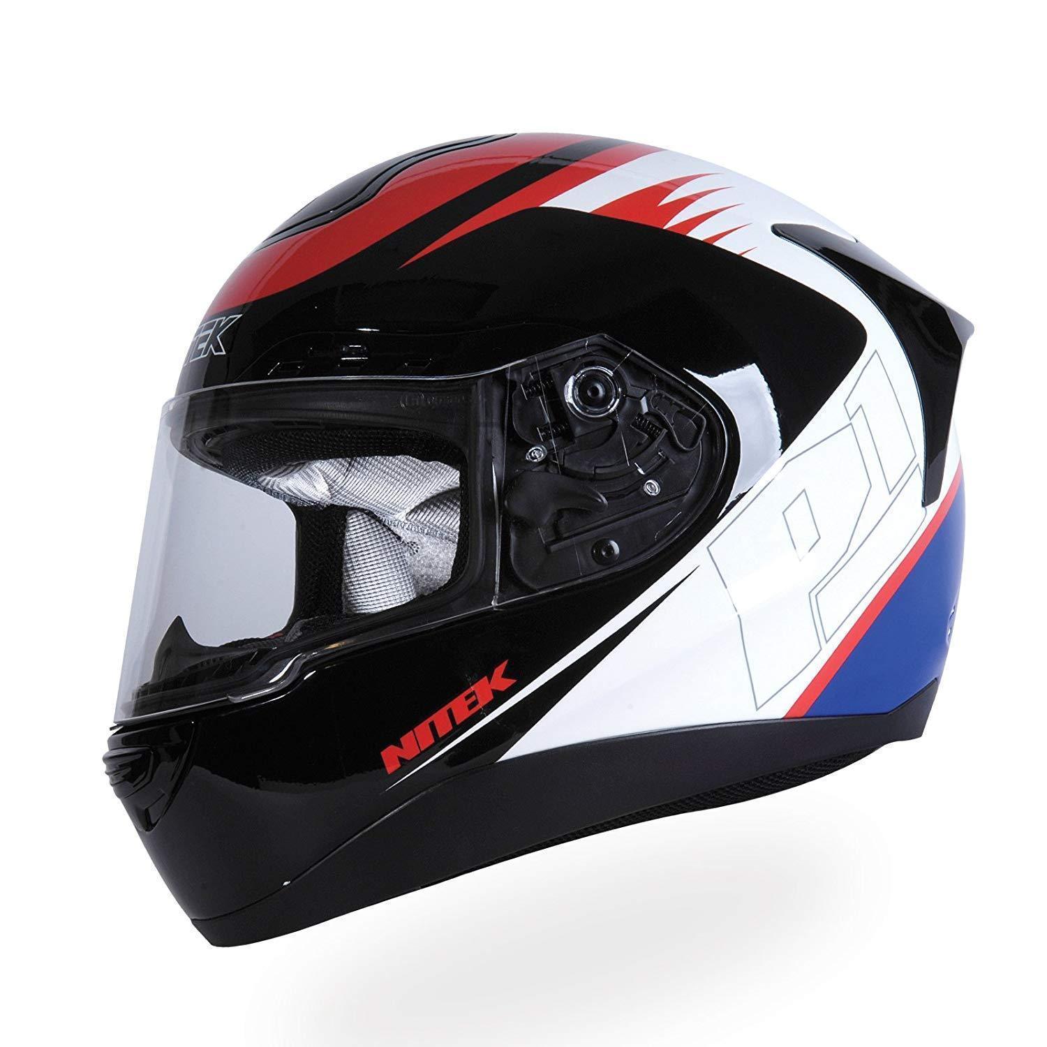 Nitek P1 Glossy White Indy Full Face Motorcycle Street Helmet Glossy White Indy / X-Small