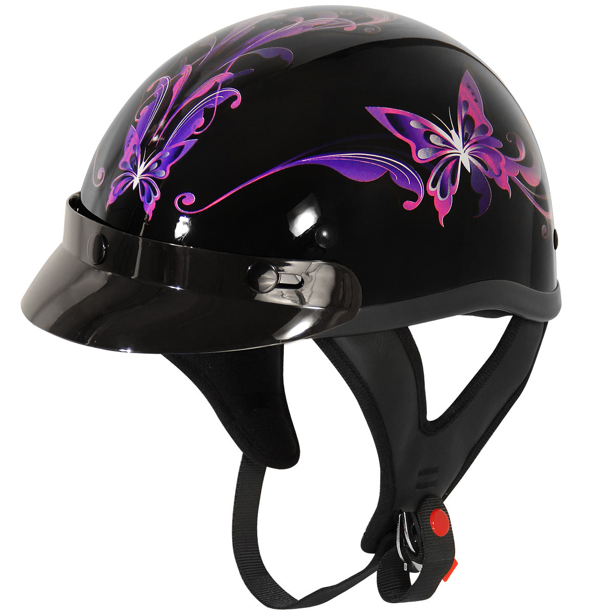 DOT Womens Motorcycle Half Helmet with Flowers
