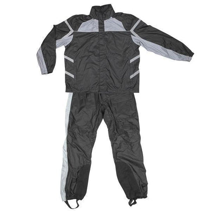 Xelement RN2695 Men's Black/Gray 2-Piece Motorcycle Rainsuit