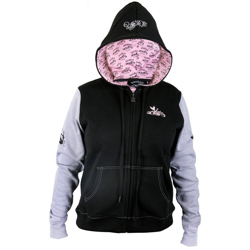 トップス ed hardy zip hoodie L black flare devil Thriller Distressed Devil Studs Hoodie (K2503LC053-BLACK)
