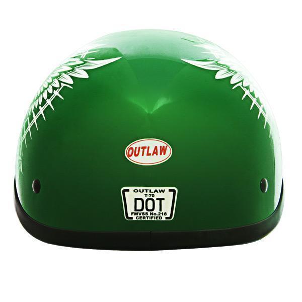 eco friendly motorcycle helmet Outlaw Helmets T70 Glossy Green Motorcycle Half Helmet for Men & Women with Sun Visor DOT Approved
