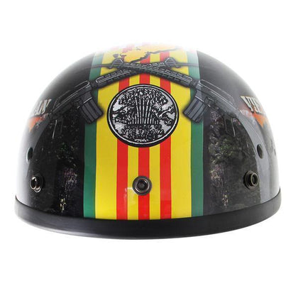 Outlaw Helmets T70 Hustler Glossy Black Vietnam Motorcycle Half Helmet for Men & Women with Sun Visor DOT Approved - Adult Unisex Skull Cap for Bike Scooter ATV UTV Chopper Skateboard