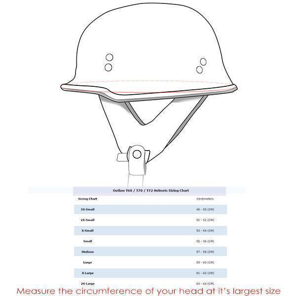 german motorcycle helmet on head Outlaw T-99 Iron Cross German Style Flat Black Half Helmet with Outlaw 50 Nemes and Audio Speaker Earpads