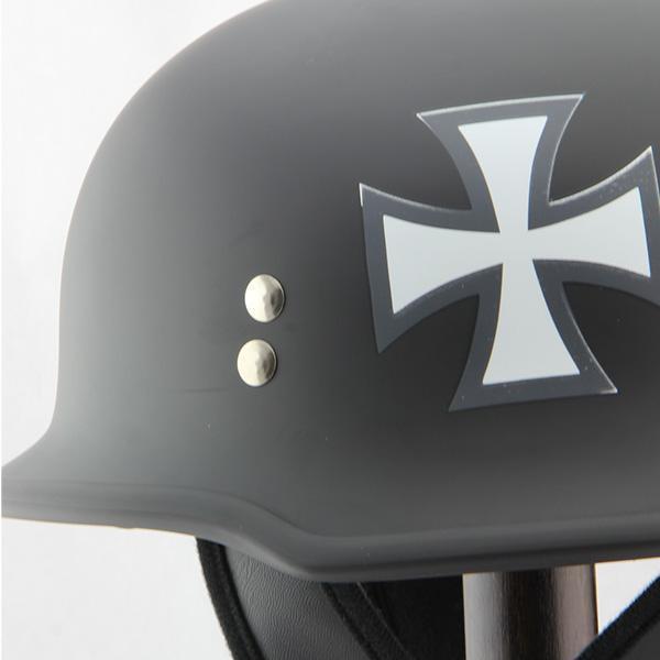 Outlaw Helmets T99 Black Iron Cross German Style Motorcycle Half Helmet for Men & Women DOT Approved