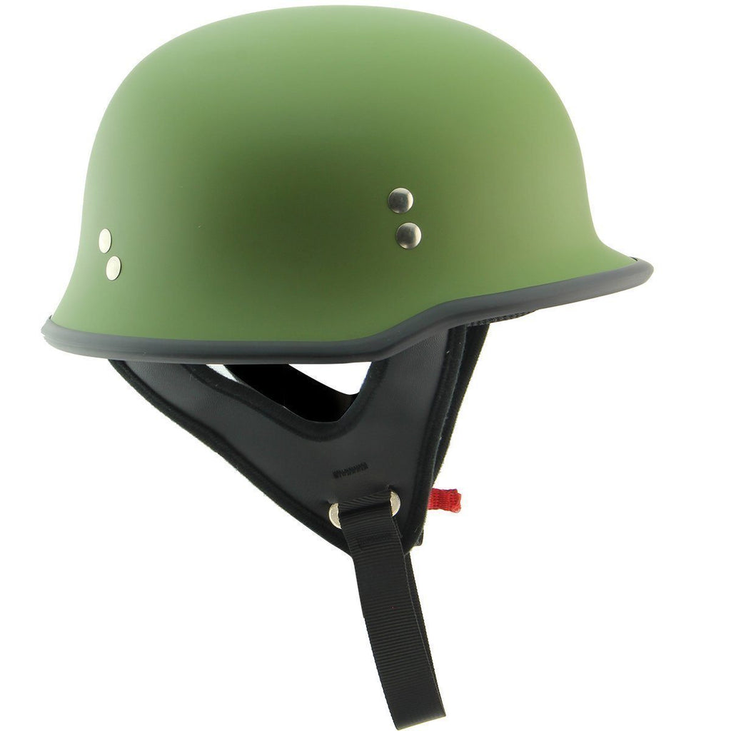german helmet motorcycle Outlaw Helmets N10 NOVELTY Green German Style Motorcycle Half Helmet for  Men & Women