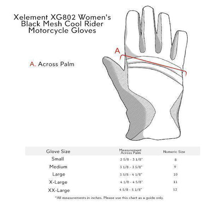 Xelement XG802 Women's Black Mesh Cool Rider Motorcycle Gloves