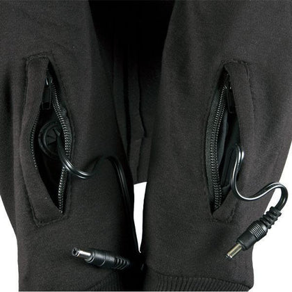 Xelement XS-594 Men's Zipper Front Black Heated Fleece Hoodie