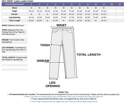 Xelement XS679 Ladies 'Nubile' Classic Black Buffalo Leather Pants